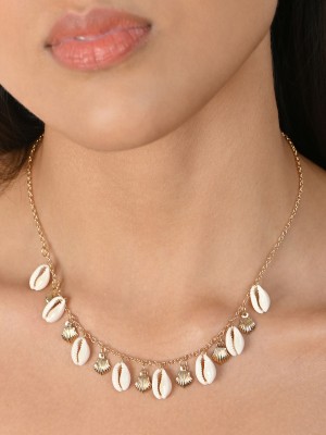 TONIQ Toniq Gold Plated White Shell Choker Necklace for Women Gold-plated Plated Alloy Choker
