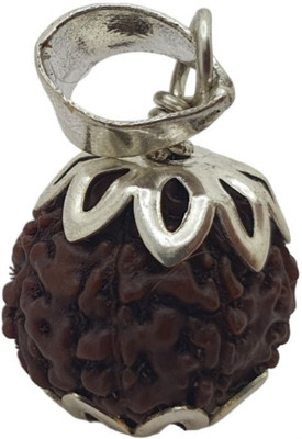 Kuttumb Gems & Jewels Astrological Seven Mukhi/Faced Rudraksha Pendant Silver Plated Wood Necklace Set