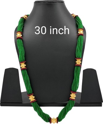 Shubh Nakshatra [A16] Green Damru Naugedi 30 inch 22 line Beads Alloy Chain Set