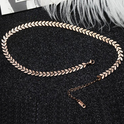 Vembley Trendy Single Layered Leaves Chain Choker Necklace For Ladies Gold-plated Plated Alloy Necklace
