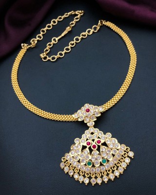 ACHU JEWELS Cubic Zirconia Gold-plated Plated Brass Necklace