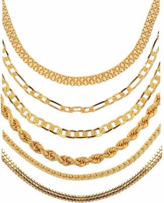 Trendy Gold LIGHT YELLOW COLOUR PLATED SIZE 20-21 INCH Gold-plated Plated Brass, Alloy Chain Set