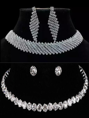 TIGENECY Diamond Gold-plated Plated Alloy Necklace Set Diamond Brass Plated Brass Necklace Set