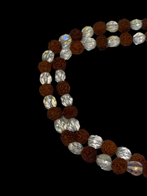 SHATAKAM Original heavy Rudraksh mala with sphatik beads Wood Chain