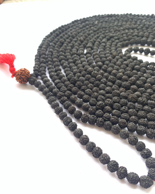 Rudraksham 1008 Black Indonesian Rudraksha with 5 Mukhi Nepali Sumeru Handmade Mala Rudraksha Chain