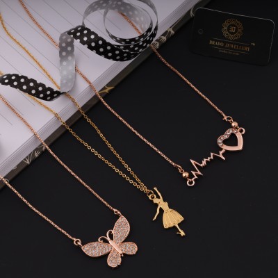brado jewellery Brado Jewellery Combo of 3 Necklace Pendant Chain for Women and girls Diamond Gold-plated Plated Alloy Necklace