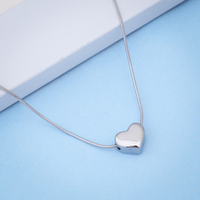 BISHTY Silver heart shaped | Anti Tarnish | Valentine's day Gift| Anniversary Gift Silver Plated Stainless Steel Chain