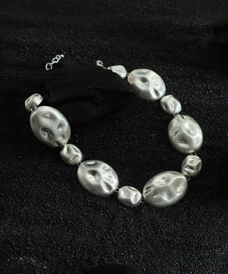 SOHI The Dented-Oblong Collar Necklace Silver Plated Alloy Necklace