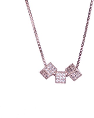 Bhayal Dice Zircon Rhodium Plated Sterling Silver Necklace