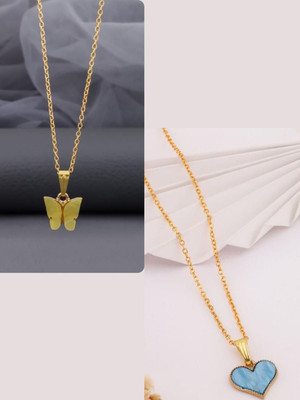 Dressberry Elegant new charms Set of 2 Necklace chain for Girls and Women Gold-plated Plated Brass Chain