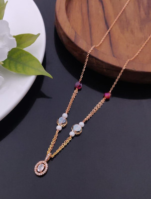 RAXOR Elegant Two-Tone Crystal Gold-plated Plated Alloy Necklace