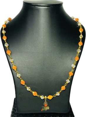 shri haridas jai hanuman crystle rudraksha mala Beads Gold-plated Plated Crystal Necklace