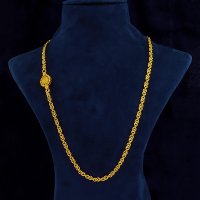 Pushp Creation 1 GRAM GOLD PLATED 24-INCH LONG CHAIN DOUBLE MOPU CHAIN PENDANT FOR WOMEN/GIRLS. Cubic Zirconia Gold-plated Plated Brass Necklace Set