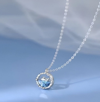 JRISSY Blue whale charm necklace with silver plated chain Silver Plated Alloy Chain