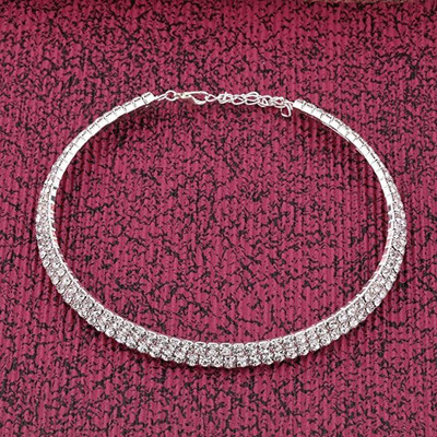Vishal Creations Silver Palted Double Line Alloy Choker For Women & Girls Diamond Gold-plated Plated Alloy Necklace