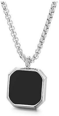 ZOLO Stylish Black Pendant Necklace for Men | Trendy Fashion Jewelry for Casual. Silver Plated Alloy Chain