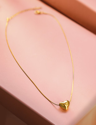 RUBANS 22K Gold-Plated Minimal Heart Pendant Necklace Gold-plated Plated Brass Necklace