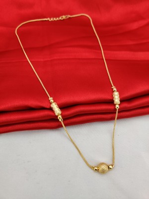 DHARM JEWELS Micro Gold Plated Classic Golden Ball Necklace Chain Pendant for Women and Girls Gold-plated Plated Mother of Pearl Chain Gold-plated Plated Alloy Chain