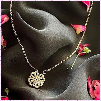 Daliva Clover Open Hearts Magnetic Pendant Necklace For Girls / Women Gold-plated Cubic Zirconia Alloy Pendant