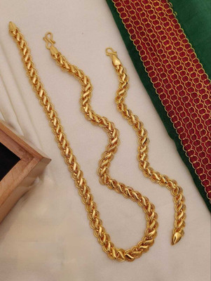 maa IMITATION GOLD PLATED ,MENS CHAIN & BRACELET COMBO SET Gold-plated Plated Brass Chain Set