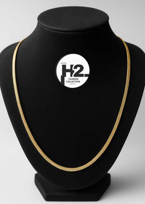 H2FASHIONCOLLECTION Liquid Gold Effect! Flat Snake Chain Necklace Gold-plated Plated Alloy Chain