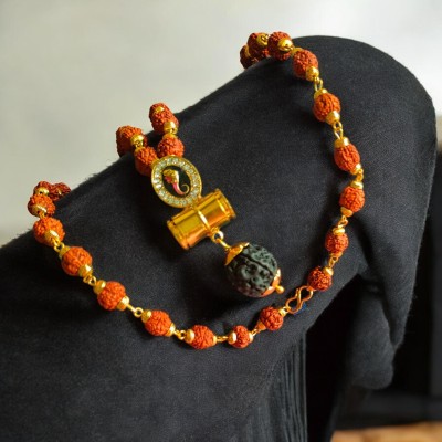 Shiv Jagdamba Brass, Wood, Rudraksha Necklace