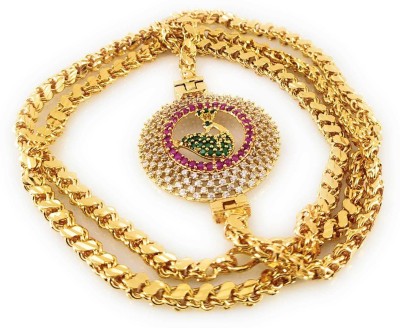 CM FASHIONS ONE GRAM GOLD PLATED TRADITIONAL TRENDY STYLISH MUGAPPU CHAIN. Emerald, Ruby Gold-plated Plated Copper Chain