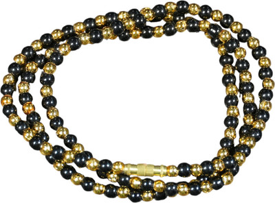 SHATAKAM gold plated traditional designer trendy black beads golden chain,mala Stone Chain
