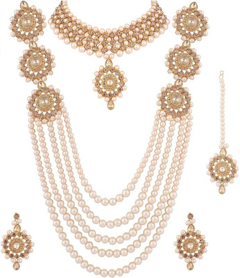 URBANELA Brass Gold Jewellery Set(Pack of 4)