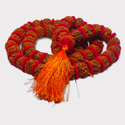 Rudraksham 5 Mukhi Nepali Rudraksha Kantha Mala (54+1) Wood Chain