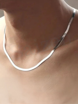 SAIIZEN Silver Plated Stainless Steel Snake Chain For Men And Boys Silver Plated Stainless Steel Chain