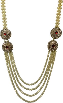 Deviser Traditional Sherwani Mala Pearl Gold-plated Plated Brass Necklace