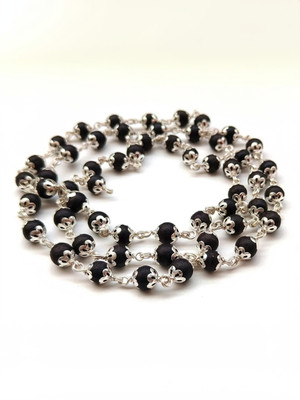 Growola Original Karungali Malai Silver Plated Mala For Men - Certified 54 Beads Ebony Silver Plated Alloy Chain