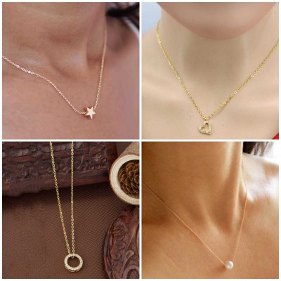 ELCETRATD JEWELLERY shimmering beautiful necklace combo for women and girls Cubic Zirconia Gold-plated Plated Brass Necklace