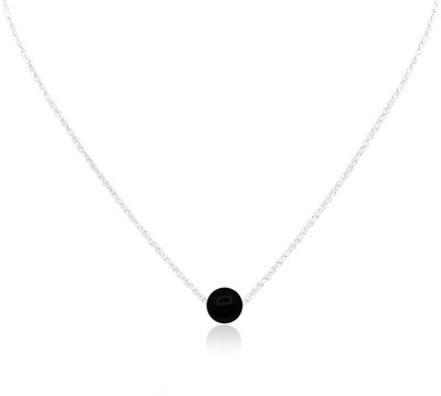 arts on way 925 Sterling Silver Chain with Real Black Onyx Stone Necklace for Women/Girls Onyx Sterling Silver Chain