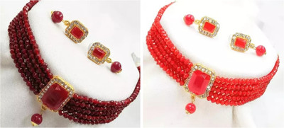 KVDesigns Alloy Gold-plated Multicolor Jewellery Set(Pack of 2)