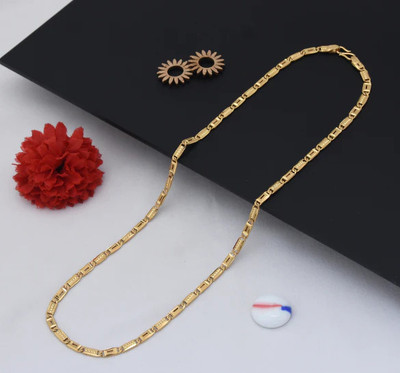 VELABHAMI 1 gram High Quality Indian Polished “20” Inches Gold Chain for Men and boy Gold-plated Plated Alloy Chain