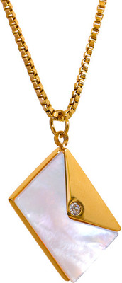 Diving Swan Ishya Letter Shell Pendant - Gold Gold-plated Plated Stainless Steel Chain