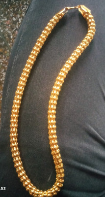 Trendy Gold (WATERPROOF HOLLOW INSIDE WIDTH 1 MM CHAIN) SHORT Length- 20 inch Gold-plated Plated Alloy Chain