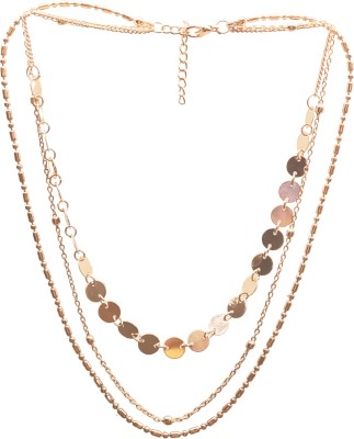 Oomph Combo Of 3 Gold Tone Beads Multi Layer Beads Gold-plated Plated Alloy Necklace Set