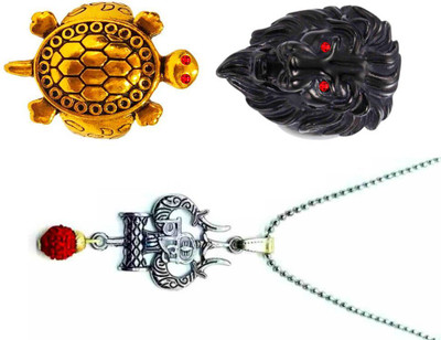 KINGSTYLEIMPEX Shiva Mahadev Mahakal Locket Pendant Necklace Trishul Rudraksha RN274 Stainless Steel Necklace