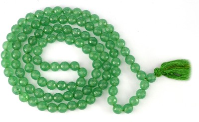 CRYSTU Natural Green Aventurine 8 mm 108 Faceted Beads Jaap Mala Necklace for Unisex Beads, Jade Crystal Chain