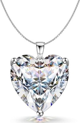 Goldhartz Heart Solitaire Pendant with Chain 925 Sterling Silver Jewelry for Women Zircon Gold-plated Plated Metal Necklace