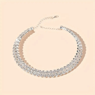 Vishal Creations Silver Chain Beautiful Round Shape Choker Necklace Cubic Zirconia Alloy Choker