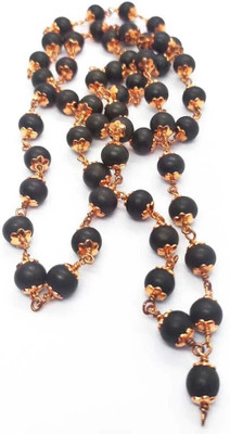 Divine rudras UGANTA Karungali Kattai Copper Cap Beads Mala (8MM) Wood Necklace