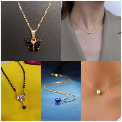 Jewel Knot White Pearl/Motti Fancy Chain Gold-plated Plated Alloy Necklace