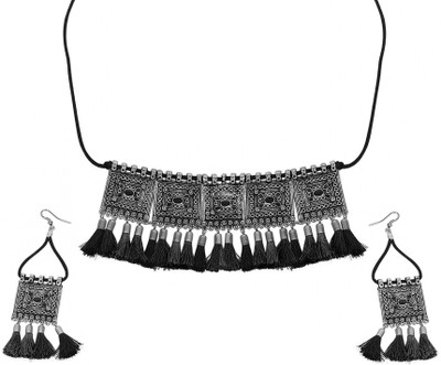 URBANELA Oxidised Silver Black Jewellery Set(Pack of 2)