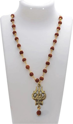 MK Gallery Mahakal Trishul Rudraksha Mala Gold-plated Plated Brass Chain Set