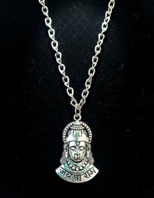 Zevoria Silver Plated Chain with Hanumanji Pendant for Men & Women | Bajrang Bali Locket Stainless Steel Chain Set