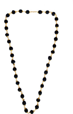 RUDRAKSH Rudraksha Mala with Golden Cap for Men/Women Wearing (Original Black Rudraksh) Brass Plated Brass Chain